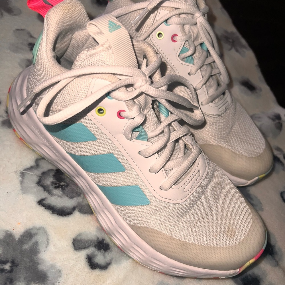Adidas White and Aqua Running Shoes